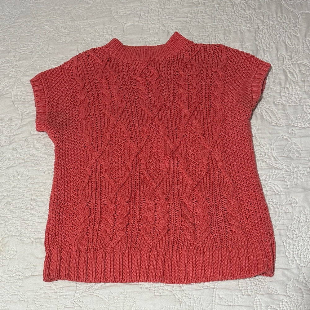 Coral Knit Short Sleeve Sweater